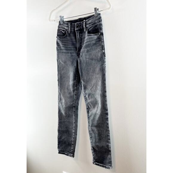 Good American Good Legs Cropped Skinny Button Fly High Rise Jeans Black 2 - Picture 7 of 11